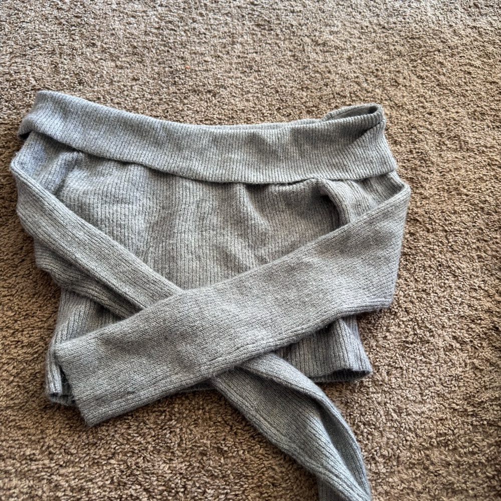 AE Ribbed off the shoulder long sleeve crop sweater